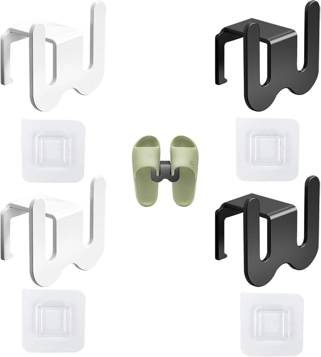 SnelShoppen - Set van 4 Wandbevestigde Schoenhouders, Ruimtebesparende Aluminium Schoenorganiser voor Deur en Wand, Modern Hangende Schoenrek voor Ent