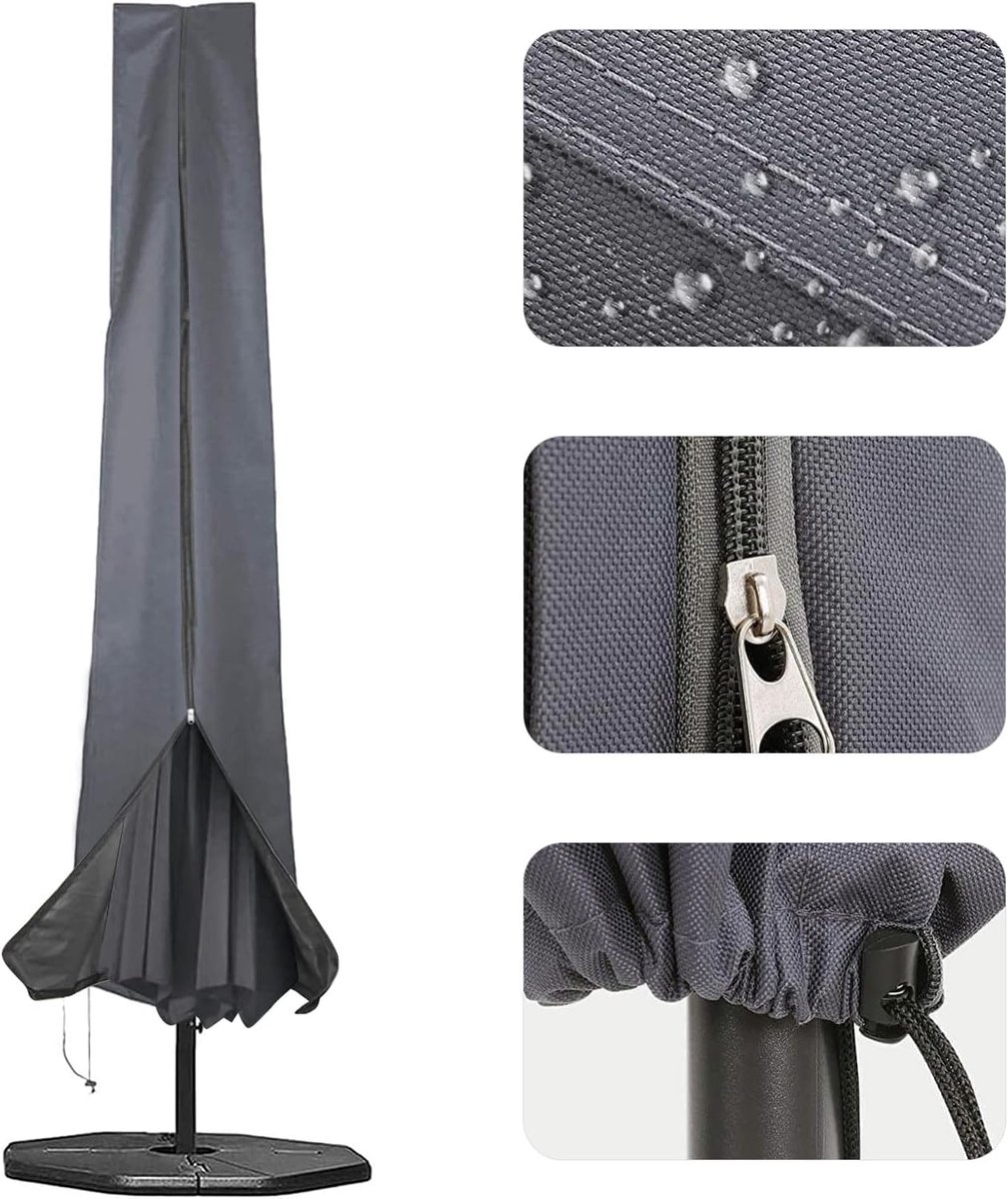 SnelShoppen - Parasol Cover voor Tuin Parasol 190x25x48cm Waterdicht 600D Oxford Stof met PVC Coating en Rits - Geschikt voor 1.8m tot 3.4m Parasols -
