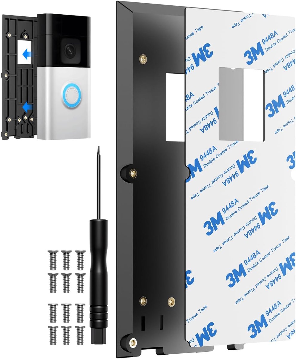 SnelShoppen - Ring Deurbel Beugel Achterplaat Accessoires, Zelfklevende Deurbel Houder met Plakpad, Compatibel met Ring Video Deurbel 2e Gen, 3/3 Plus