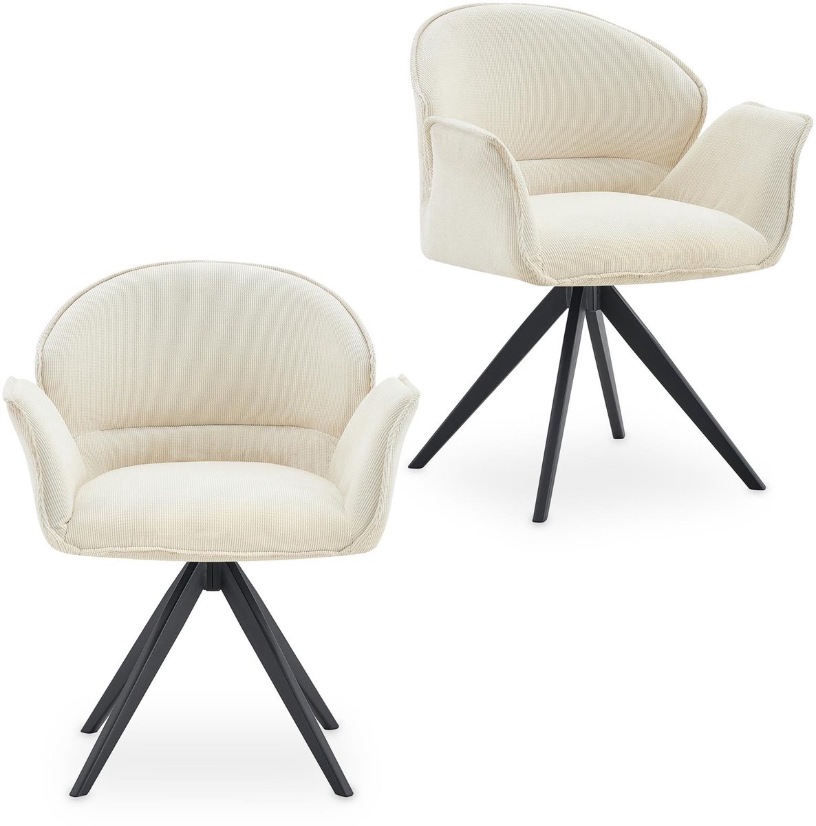 Eetkamerstoelen GIRONA, set van 2 – crèmewit