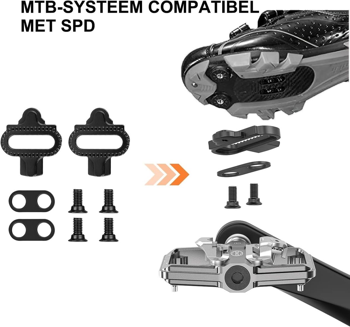 SnelShoppen - Mountainbike Pedalen - 2-in-1 Clipless & Flat Pedals - SPD Compatibel - Dubbelzijdige Platform en Klik Pedalen - 9/16" voor Racing, MTB