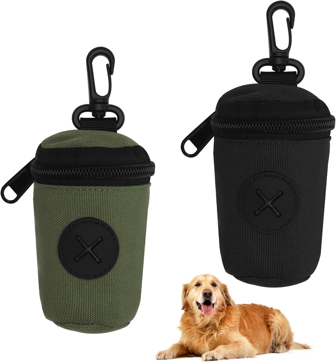 SnelShoppen - Pack van 2 Poepzak Dispenser - Compact Dog Poop Bag Houder van 900D Polyester - Side Opening, Ritssluiting en Carabiner - Ideaal voor Wa