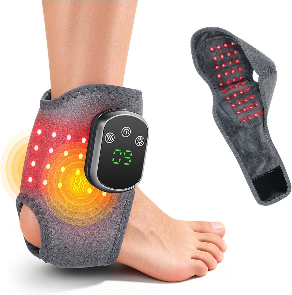 SnelShoppen - 3-in-1 Draadloos Voetmassageapparaat met Verwarming, Elektrisch Enkelmassageapparaat, Draagbaar, 5 Warmtestanden, 3 Vibratiestanden, Voe