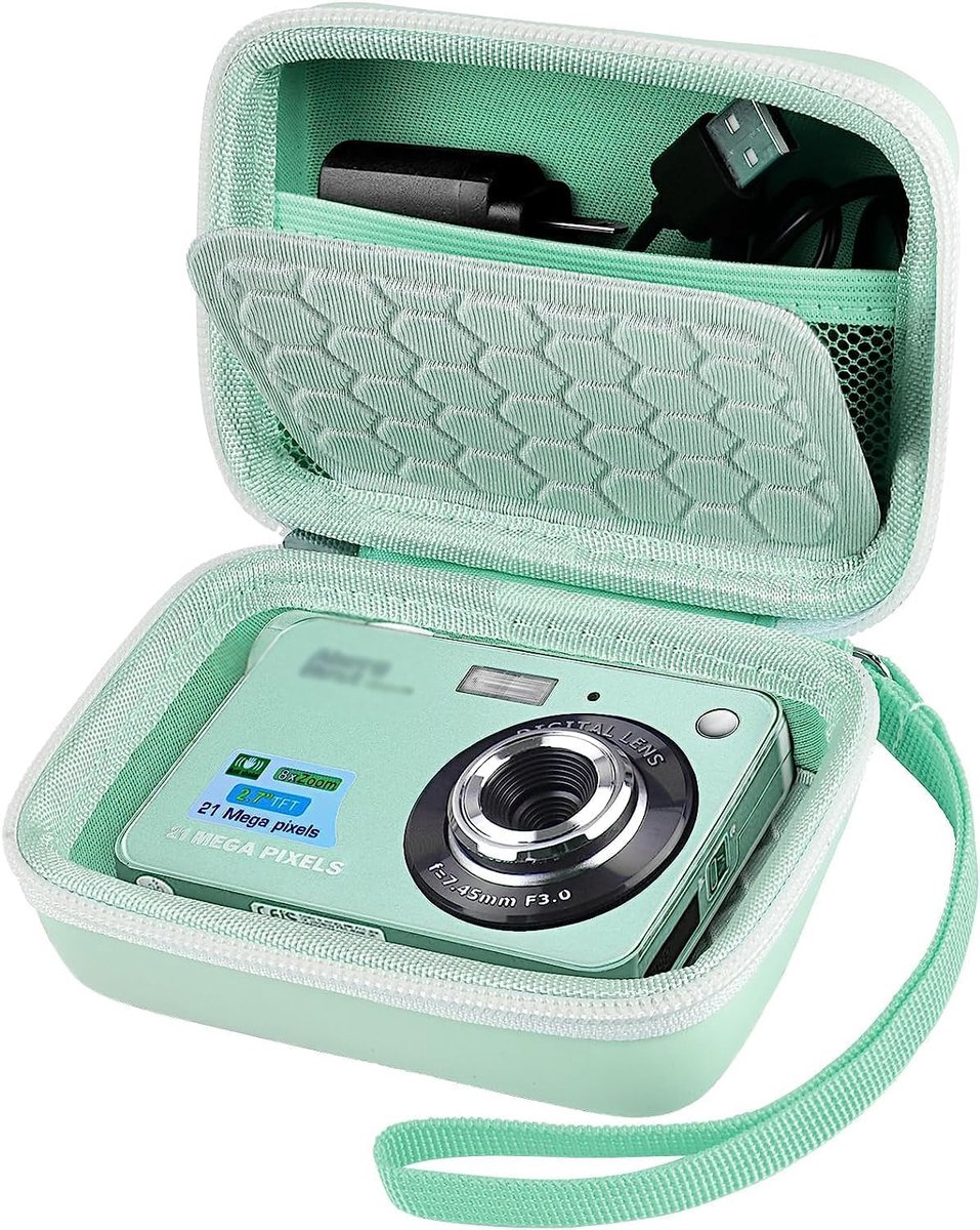 SnelShoppen - Compacte Digitale Camera Tas met 8x Zoom, 21MP HD, 1080p, 2.7 Inch, Waterdichte Opbergtas voor Kinderen, Studenten, Feesten en Buitenact