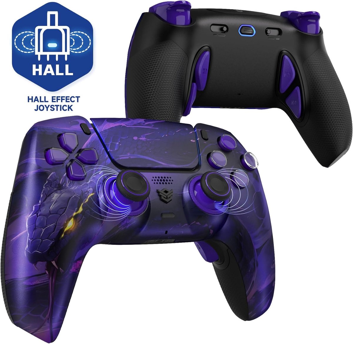 SnelShoppen - Wireless Pro Controller voor PS5/PC/Mobiel - Gamepad met 4 Remappable Terugknoppen, 8 Hall Effect Analoge Sticks, 6 Remap Profielen en V