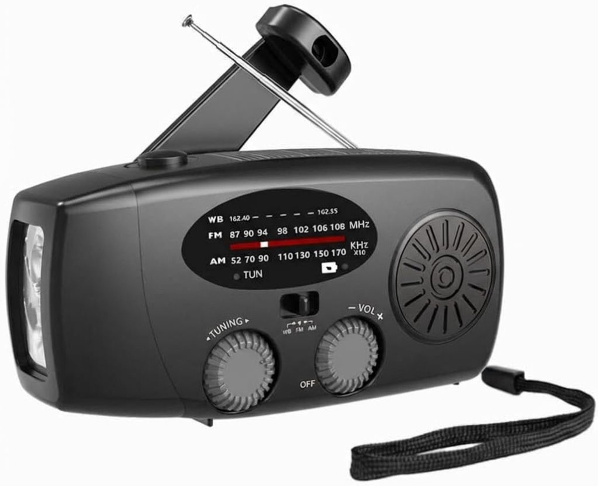 SnelShoppen - XSY088 Mini Noodradio - Compacte 2000mAh Draagbare Radio met Solar & Dynamo - AM/FM Ontvangst - LED Zaklamp - Ideaal voor Auto, Camping