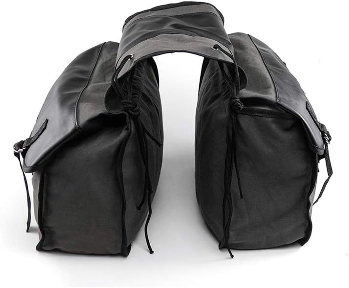 SnelShoppen - Zadeltas voor Motorfiets, Waterdichte Gereedschapstas van Canvas, Grote Capaciteit, Zwart, Perfect voor Touring Motoren