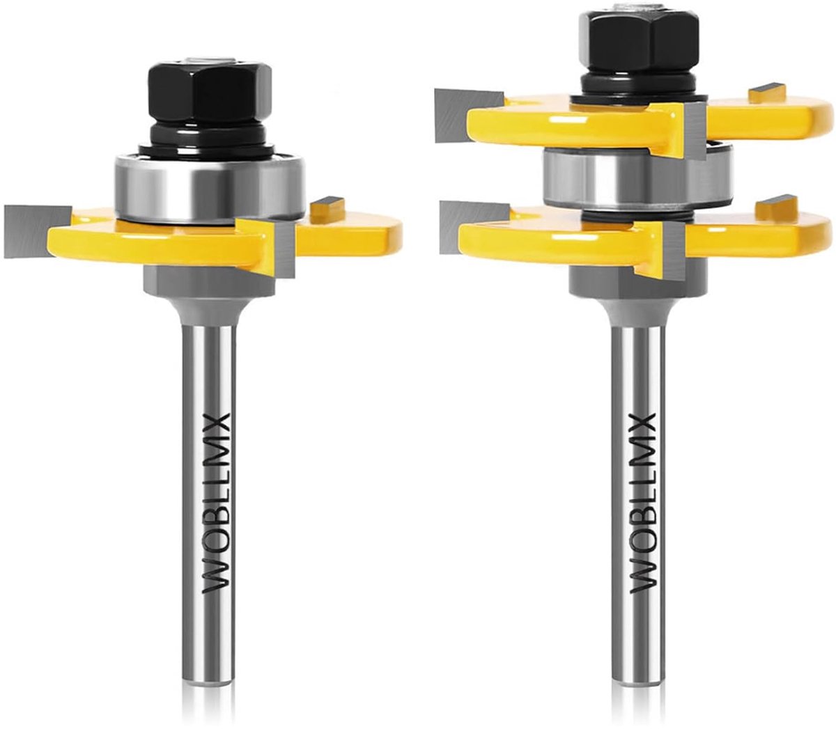 SnelShoppen - 2-delige Tong en Groef Set, 6mm Schacht, 3 Tanden, Verstelbare T-Vorm, Houtbewerking Router Cutter, Frees, Houtbewerker Gereedschap, Sni