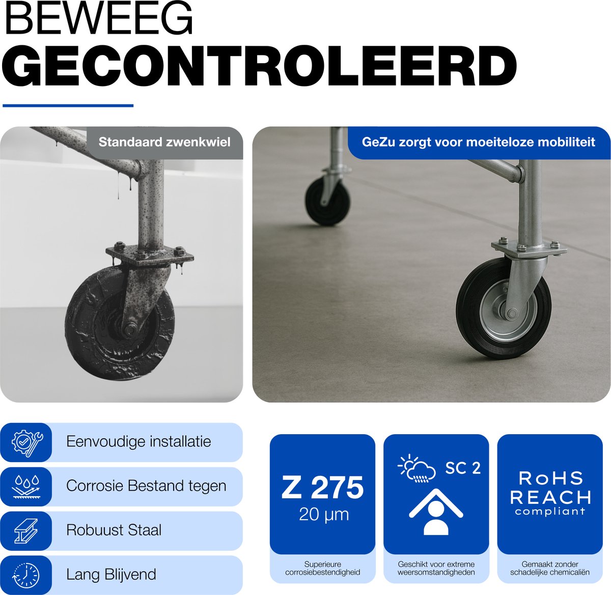 GeZu Impex Zwenkwielen 160x40mm Gegalvaniseerd Set van 12 Zware Zwenkwielen Industriële Polyurethaan Massief Rubber Wielen voor Werkbanken Meubels Trolley & Apparatuur