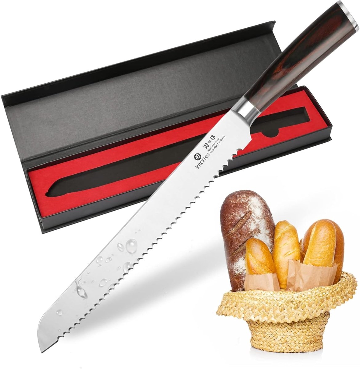 SnelShoppen - Professionele Broodmes 25 cm - Extra Scherp Serrated Keukenmes van Roestvrijstaal met Ergonomische Handgreep - Ideaal voor Brood, Bagels