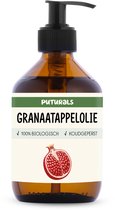 Puturals Granaatappelolie 100% Biologisch - 300ml - Koudgeperst en Puur - Granaatappelolie voor Huid, Haar, Gezicht en Lichaam - Rijk aan Antioxidanten - Bruine Glazen Fles + Pomp