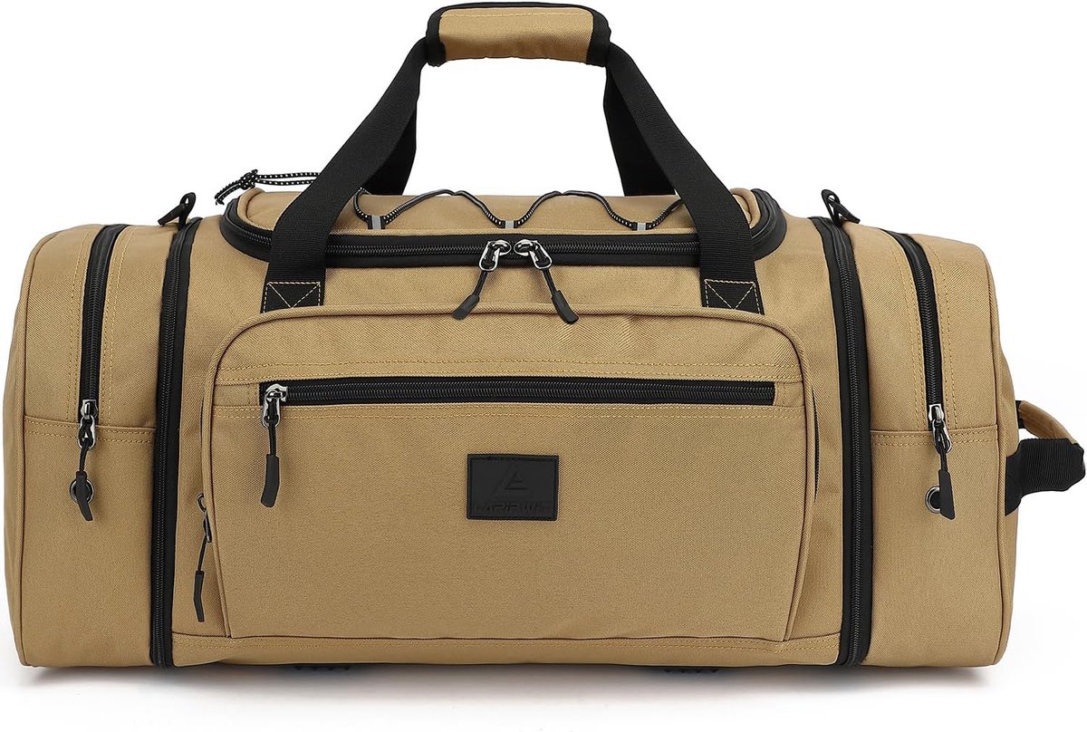 SnelShoppen - Uitbreidbare Reistas 45-50L - Unisex Sporttas met Schouderband - Bruin - Ideaal voor Weekend- en Overnachtingsluggage - Veelzijdige Comp
