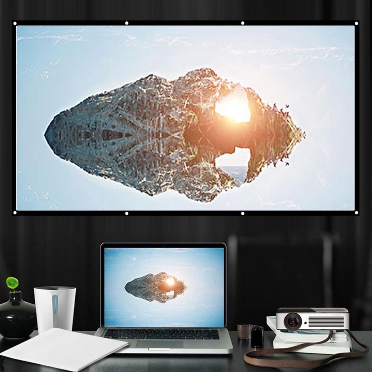 Draagbaar Projectorscherm - Film Scherm - Buiten Films Kijken - Kreukvrij Polyester - 120 inch - Wit
