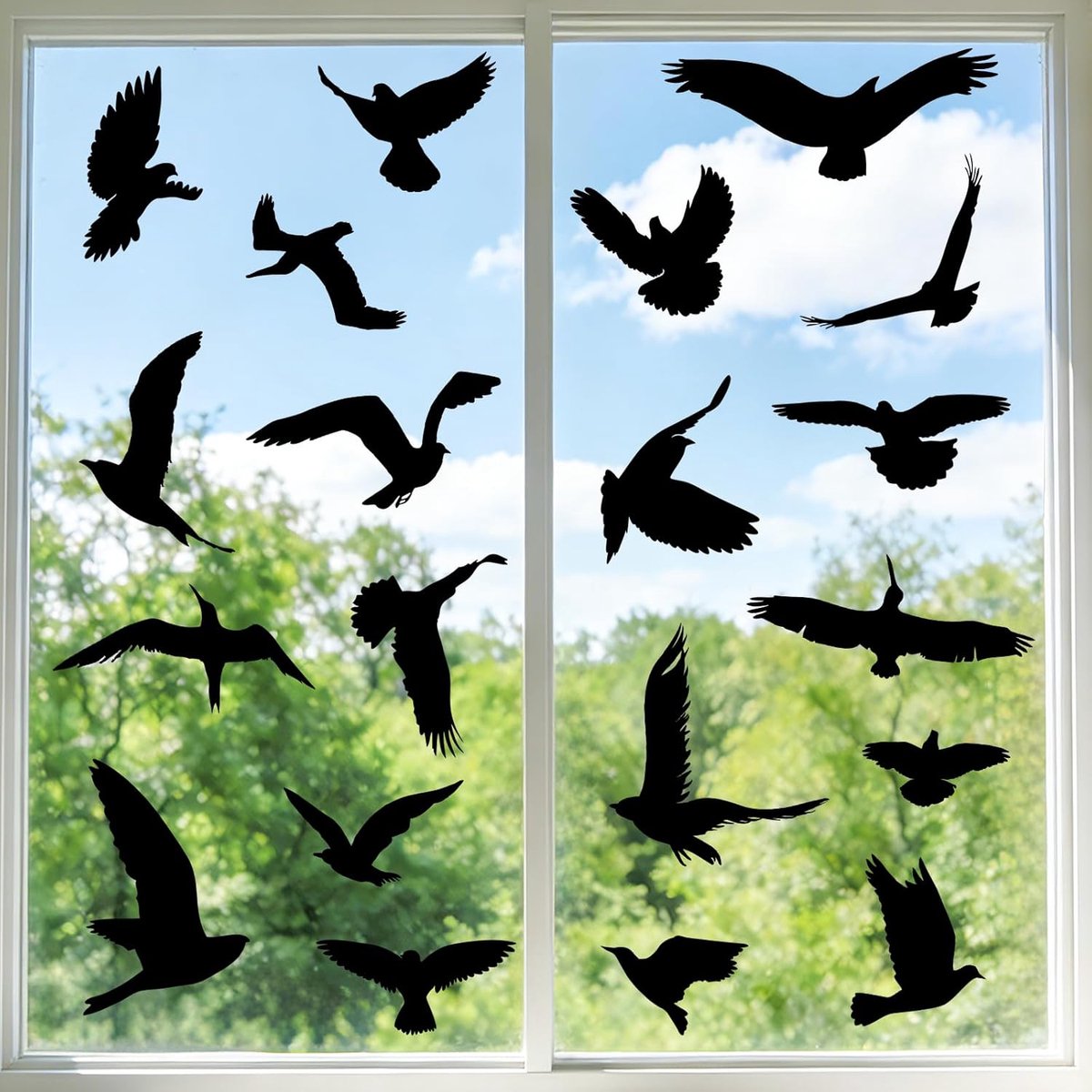 SnelShoppen - Raamstickers Vogelbescherming - 37 Stuks Zwarte Zelfklevende Raamdecoratie Tegen Vogelbotsingen - Herbruikbare Statistische Stickers voo