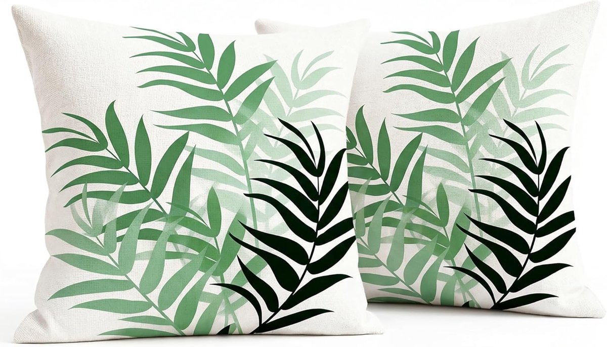 SnelShoppen - Set van 2 Groene Outdoor Kussenhoezen 40 x 40 cm, Weerbestendig, Dubbelzijdig Patroon, Modern Linnen, Decoratief voor Tuin, Balkon, Camp
