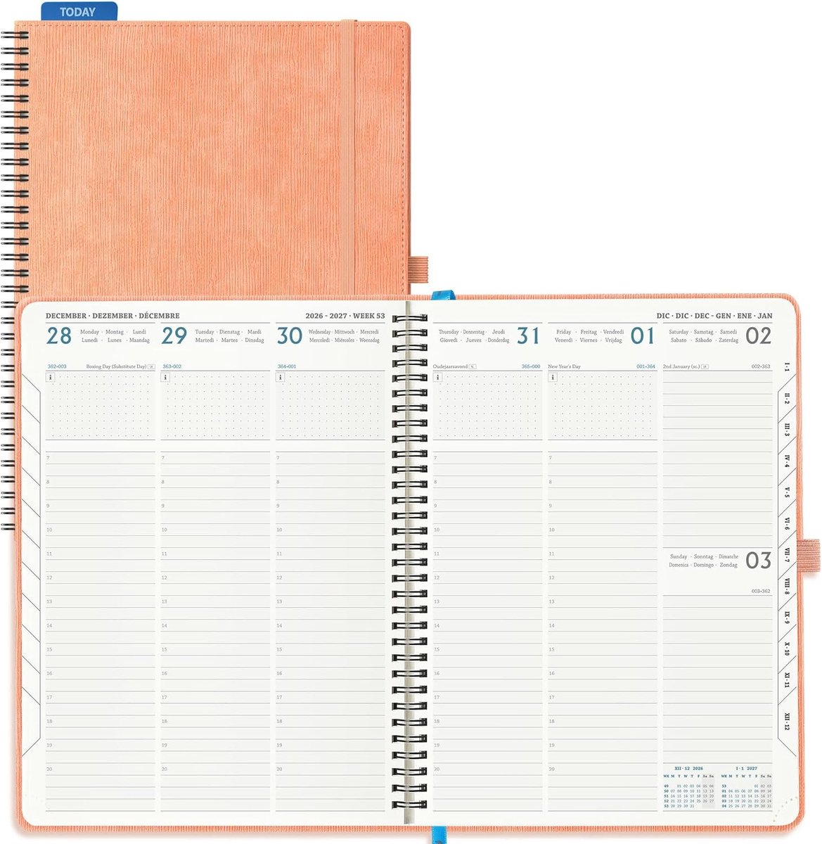 SnelShoppen - Agenda 2026 2027 A4 Weekplanner - School Agenda 18 Maanden - Verticale Planner met Urenindeling van Juli 2026 tot Dec 2027 - Roze PU Lee