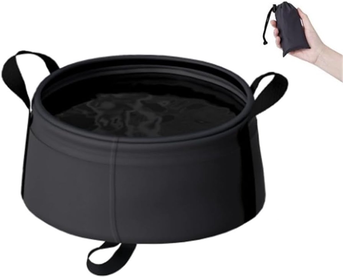 Ulisem - Opvouwbare wateremmer - Draagbare opvouwbare emmer met opbergtas - Voor camping, vissen en tuinieren - Lichtgewicht en stevig - Grote opening voor vullen en legen - Stevig handvat voor comfortabel dragen - Geschikt voor buiten - Zwart