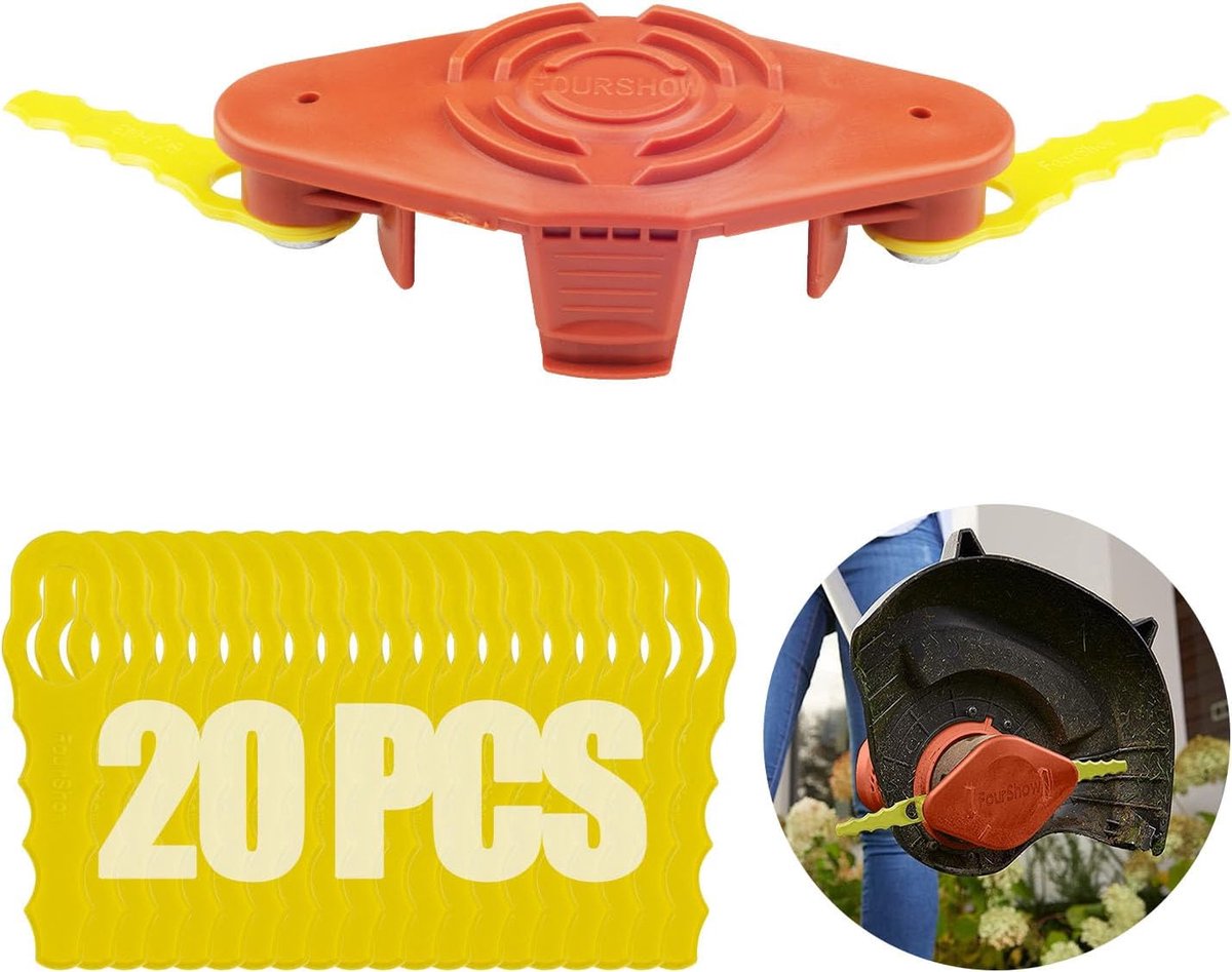 SnelShoppen - Upgrade Quick-Load Dubbele Maaikop voor Grastrimmer met 20 Stuks Blades, Vervangingen voor Spoollijnen en Cap, Geschikt voor Diverse Mod