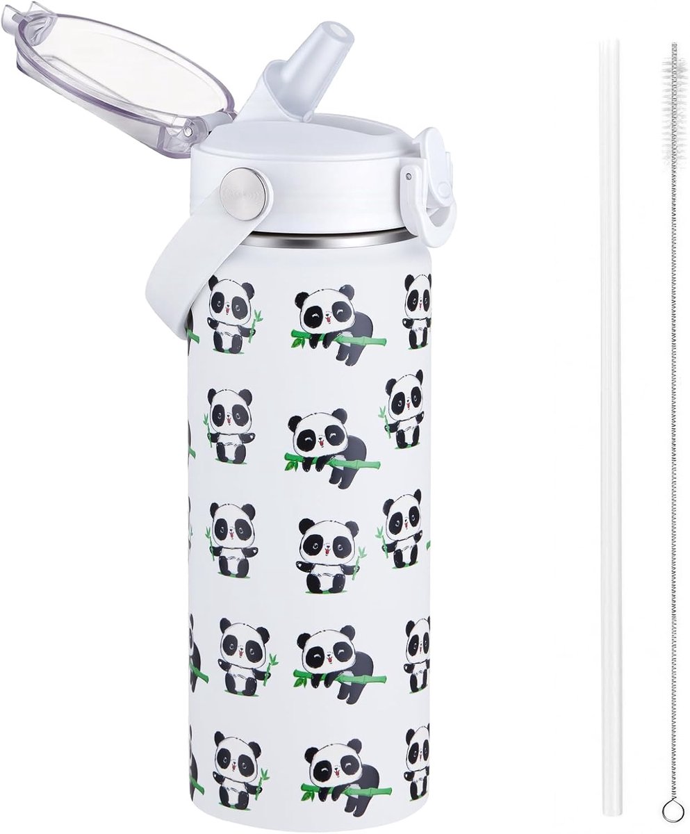 SnelShoppen - Kinderthermosfles 550 ml met Rietje, BPA-vrij, Roestvrij Staal, Lekvrij voor School, Kleuterschool, Activiteiten