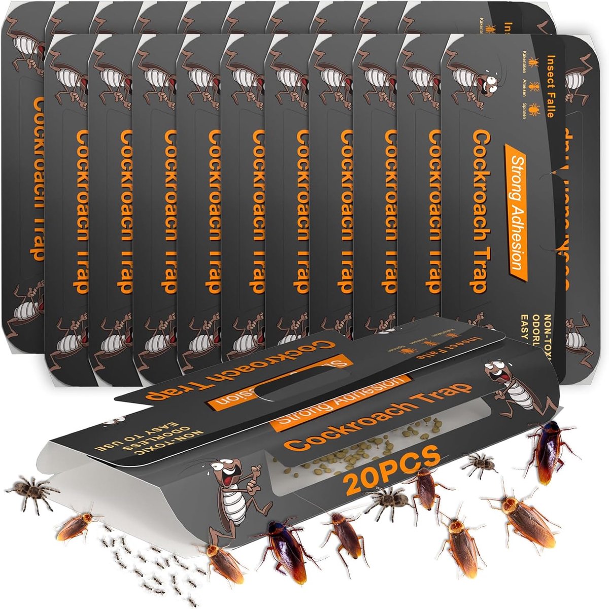 SnelShoppen - Cockroach Kettraps - Non Toxic Insect Trap met Lure, Veilig voor Kinderen en Huisdieren, 10 Stuks, Zwart, Ideaal voor Keuken, Badkamer e