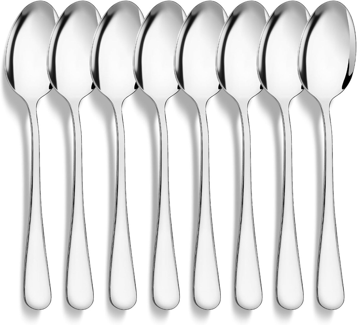 SnelShoppen - 8 Stuks Soeplepels 18.5cm RVS, Zilveren Tafellepels, Spiegelgepolijst, Dessertlepels voor Keuken, Thuis, Restaurant, Feest, Vaatwasserbe