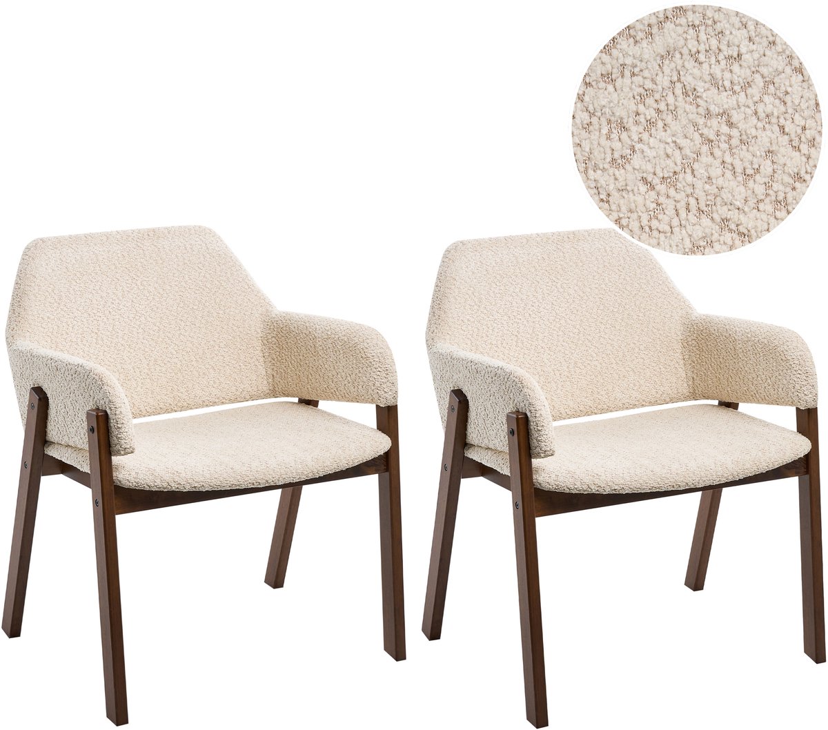 ALBION - Set van 2 eetkamerstoelen - Donkerbruin/Lichtbeige - Bouclé