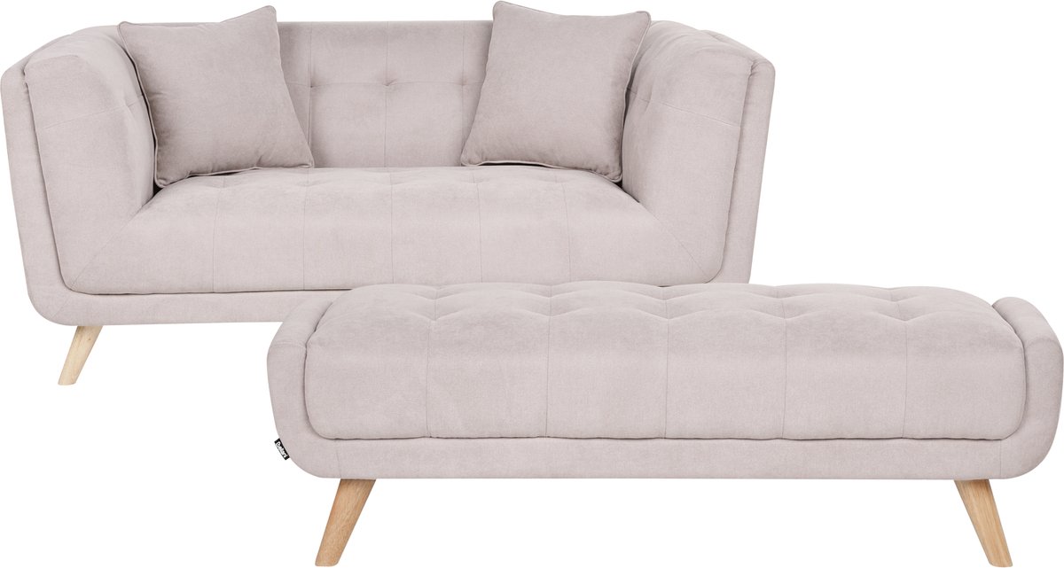 HABO - 2-zitsbank met ottomaan - Beige - Polyester