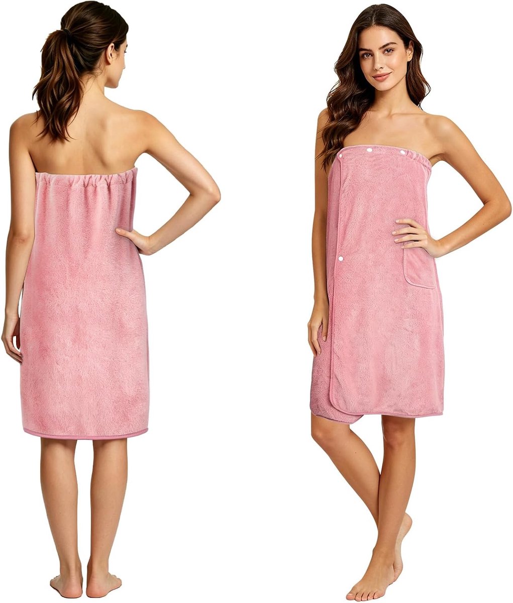 SnelShoppen - Badhanddoek Dames Microvezel Sneldrogend 80 x 145 cm Roze, Absorberend Badjas voor Sauna, Hotel, Sportschool en Zwembad