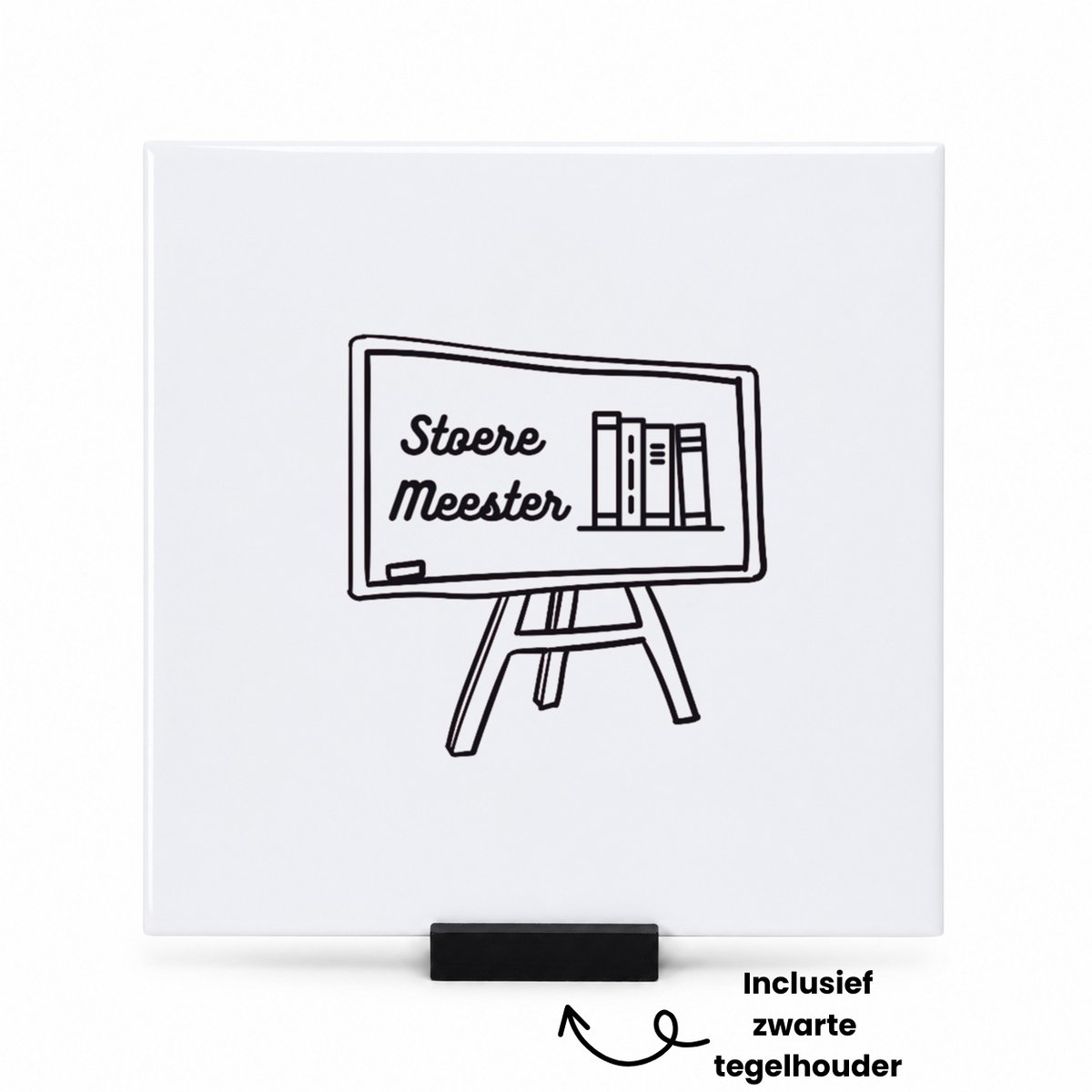Hacebo Meester u bent de beste tegeltje met tegelhouder - Meester - Meester - tegeltjes met tekst - Leraar - spreuktegels - 15x15 CM Wit
