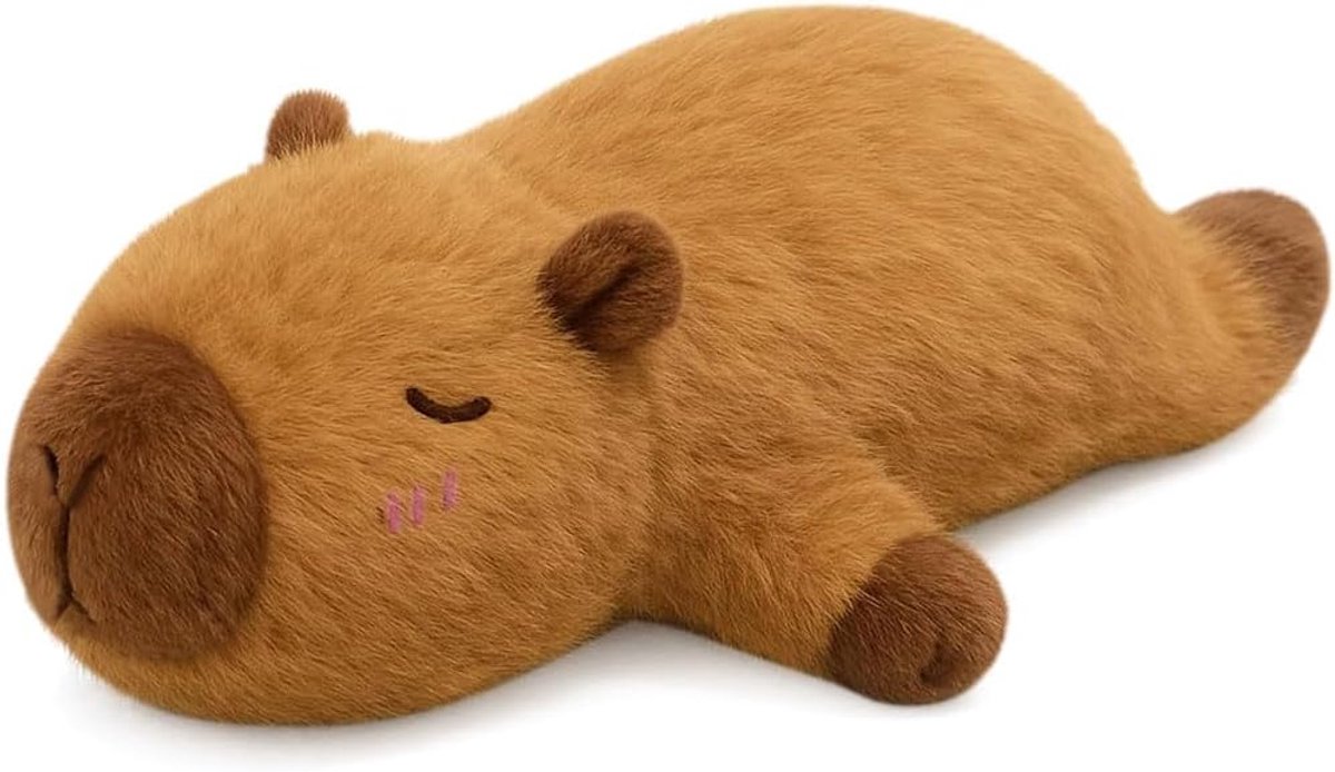 SnelShoppen - Capybara Knuffelkussen 48 cm, Zacht Capybara Kussen, Lange Capybara Cushion voor Kinderen, Speelgoed en Woondecoratie