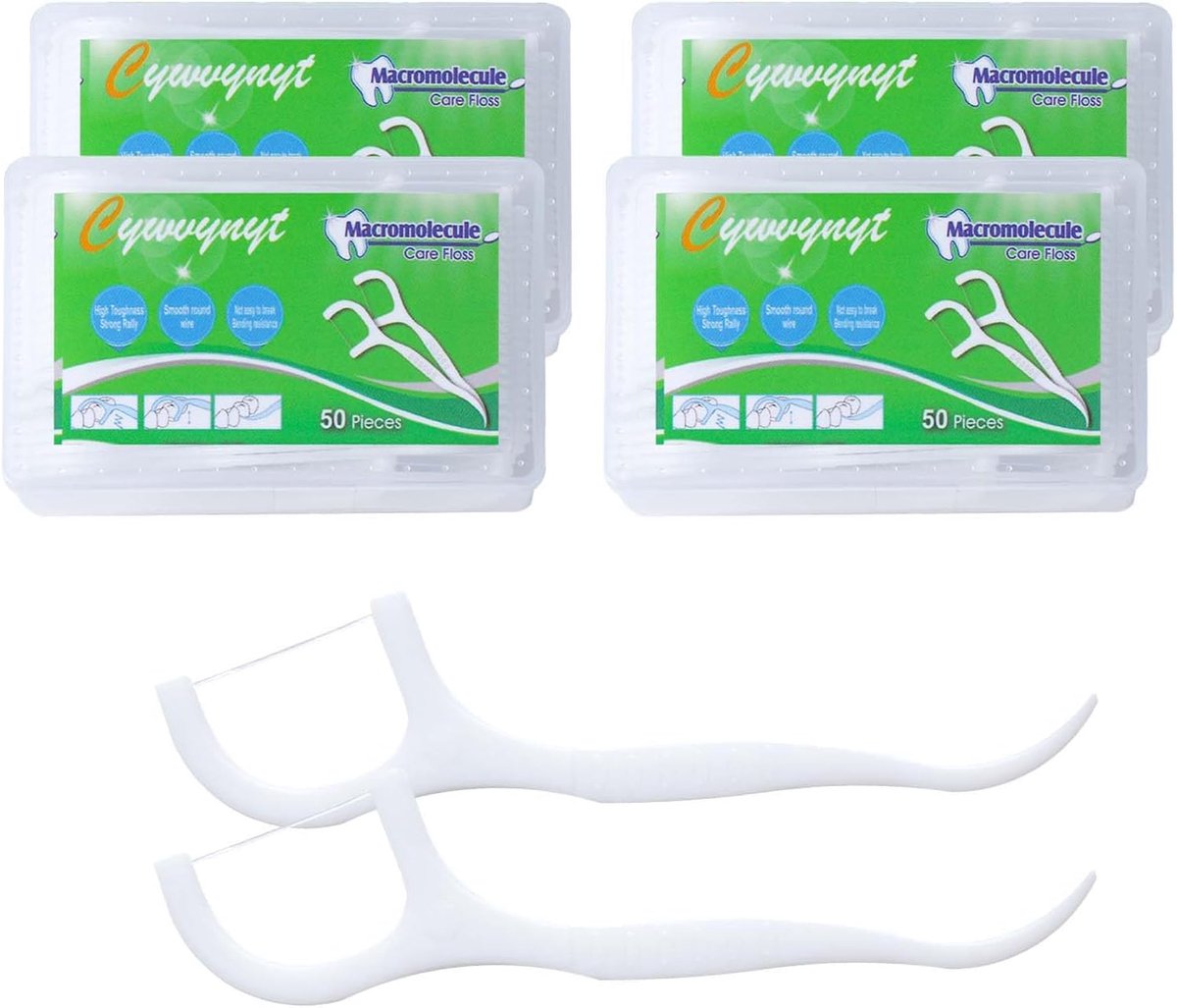 SnelShoppen - Dental Floss Sticks 200 Stuks - Ergonomische Tandenflosser met Tandenstokers - Y-Vormige Interdentale Flosser - Wegwerp Tandreinigers vo