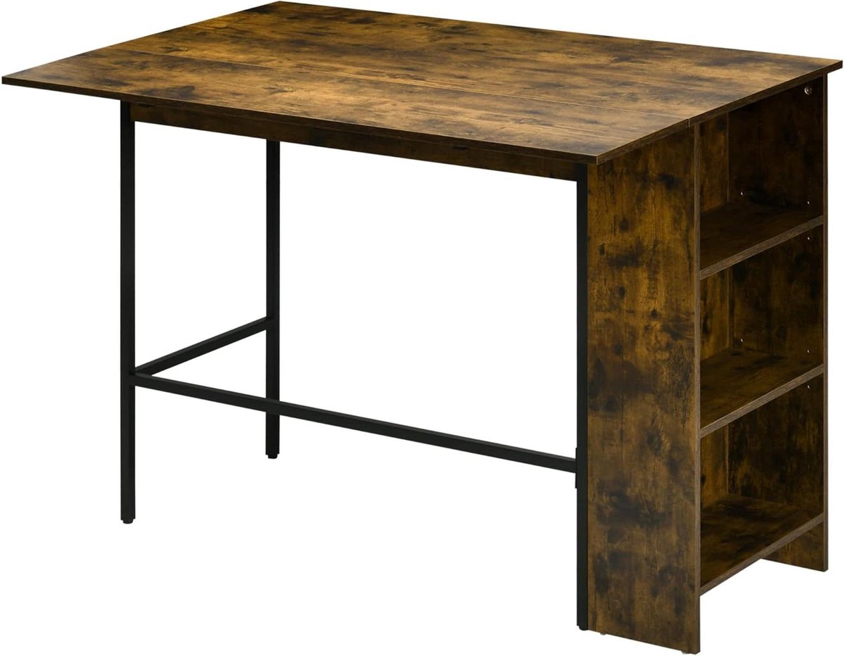 Bartafel met Opbergruimte - Keuken Eiland Barmeubel - Compact Wonen - Inklapbaar Werkblad - 120 x 76 x 91.5 cm