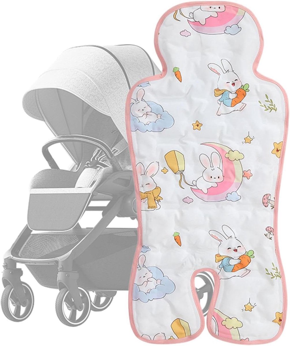 Verkoelende Autostoelmat - Koelmat Kinderwagen - Comfortabel Reizen - Natuurlijke Bries - 68 x 33 cm - Roze Konijn