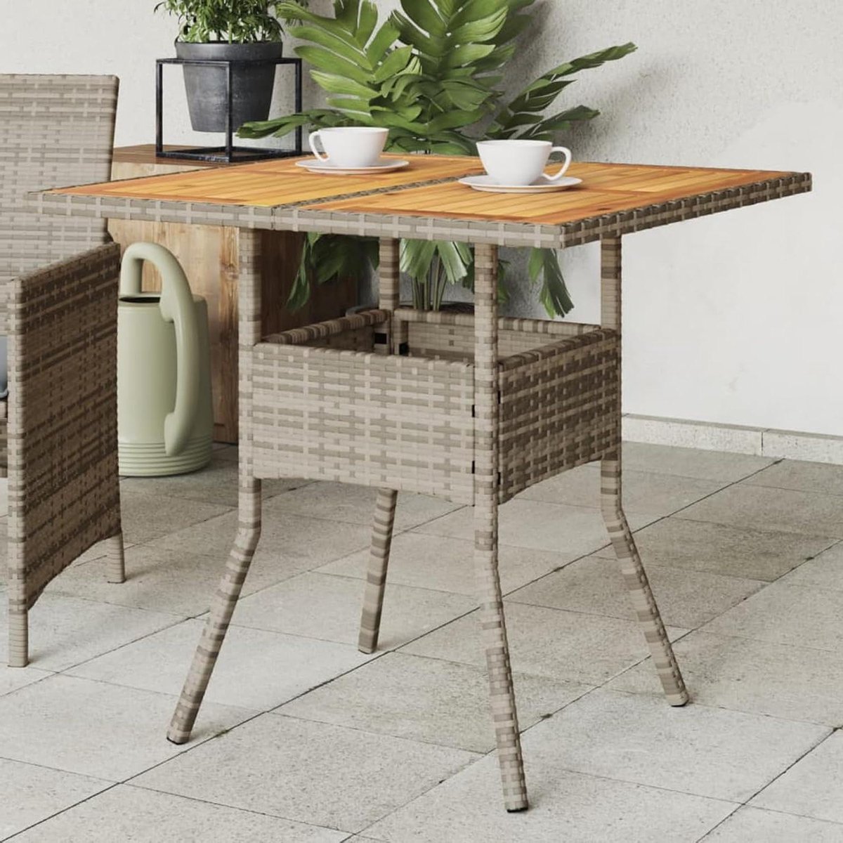 Tuintafel Acaciahout - Buitenmeubel Tafel - Genieten Buiten - Stabiel Houten Blad - 80x80x75 cm - Grijs