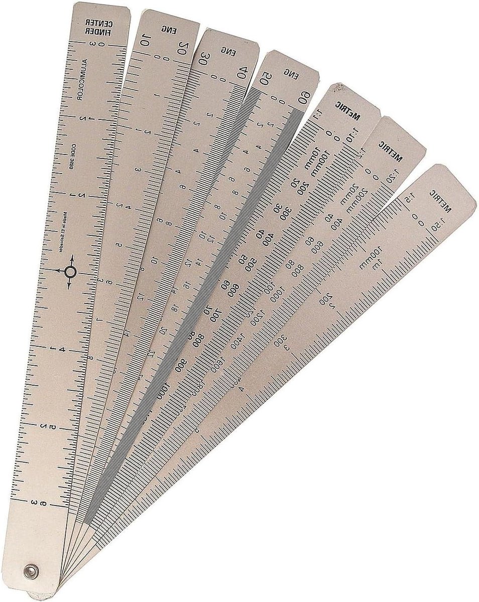 Aluminium Ventilator Liniaal - Meetgereedschap - Tekenen en Meten - Alles-in-één Tool - 6 inch - Wit