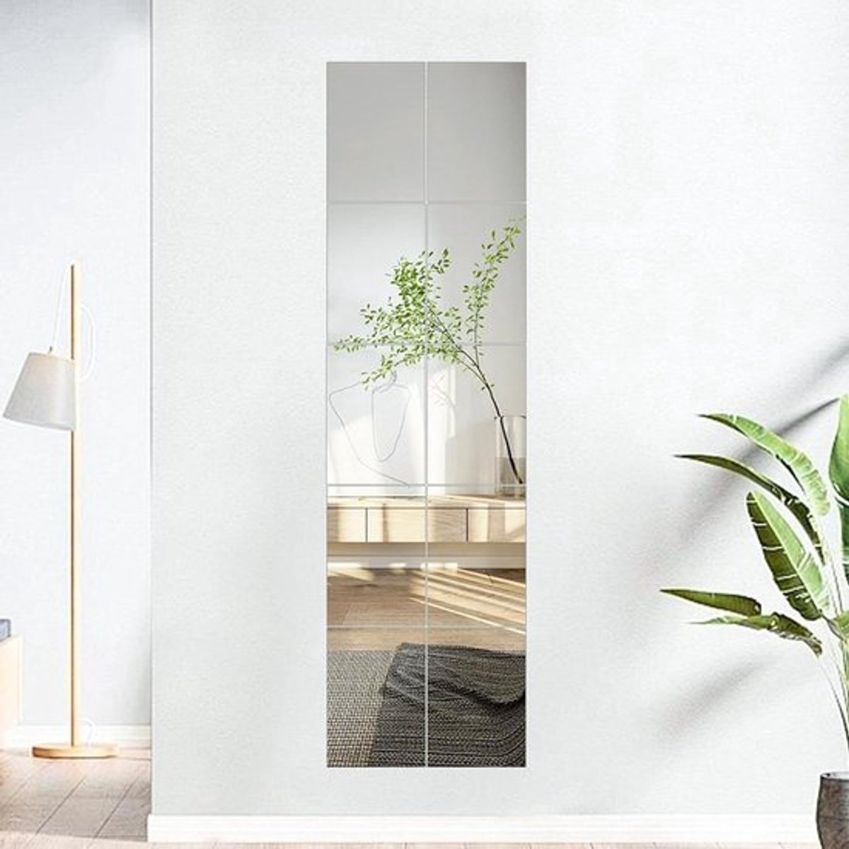 Flexibele spiegelfolie voor wanddecoratie - 10 stuks zelfklevende spiegeltegels Spiegel