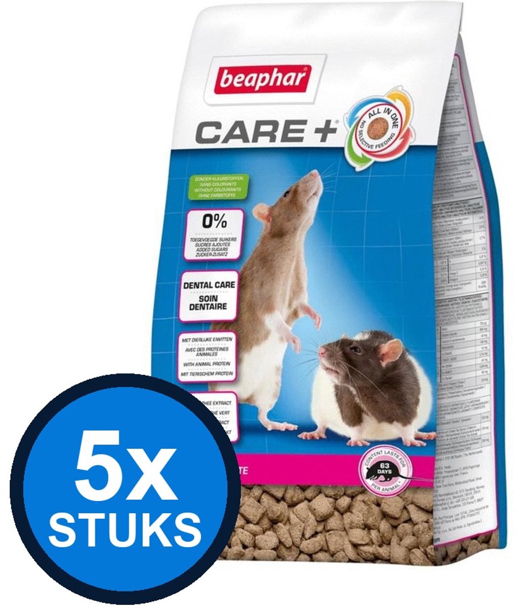 5x Beaphar - Care+ rat 700gr - Knaagdierenvoer - 700 g