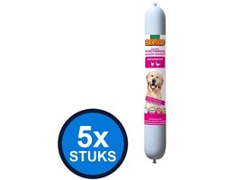 5x Biofood - vleesvoeding compleet kip&eend worst 800gr - Hondenvoer Natvoer - 800 g