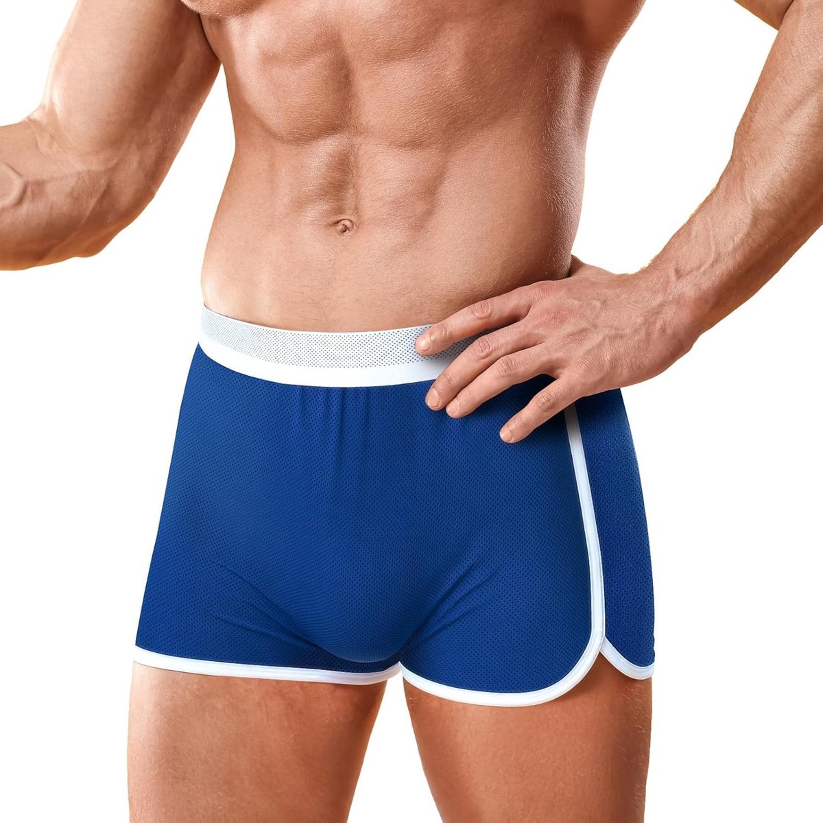 Comfortabele Boxershorts voor Mannen met Grote Split en Flat Corner - Blauw, Ademend en Ondersteunend