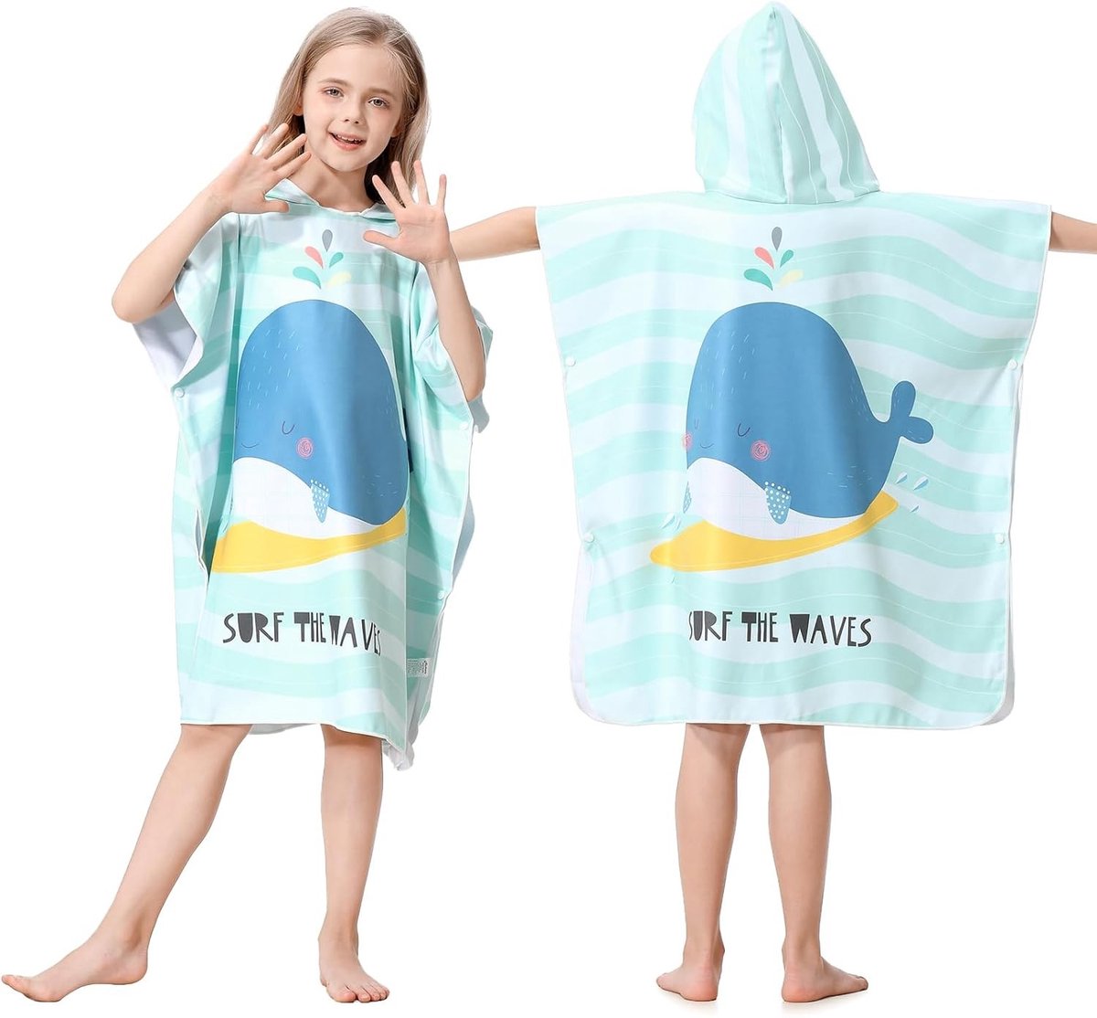 Hooded Badponcho voor Kinderen van Sneldrogend Microfiber, Ideaal voor Strand, Zwembad en Reizen, Warm Badhanddoek voor Meisjes en Jongens