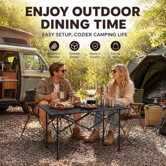 Vouwbare Campingtafel van Koolstofstaal met Tas - Ideaal voor Picknicks, Tuinfeesten en Wandelen, Afmetingen 95 x 56 x 50 cm — afbeelding 2