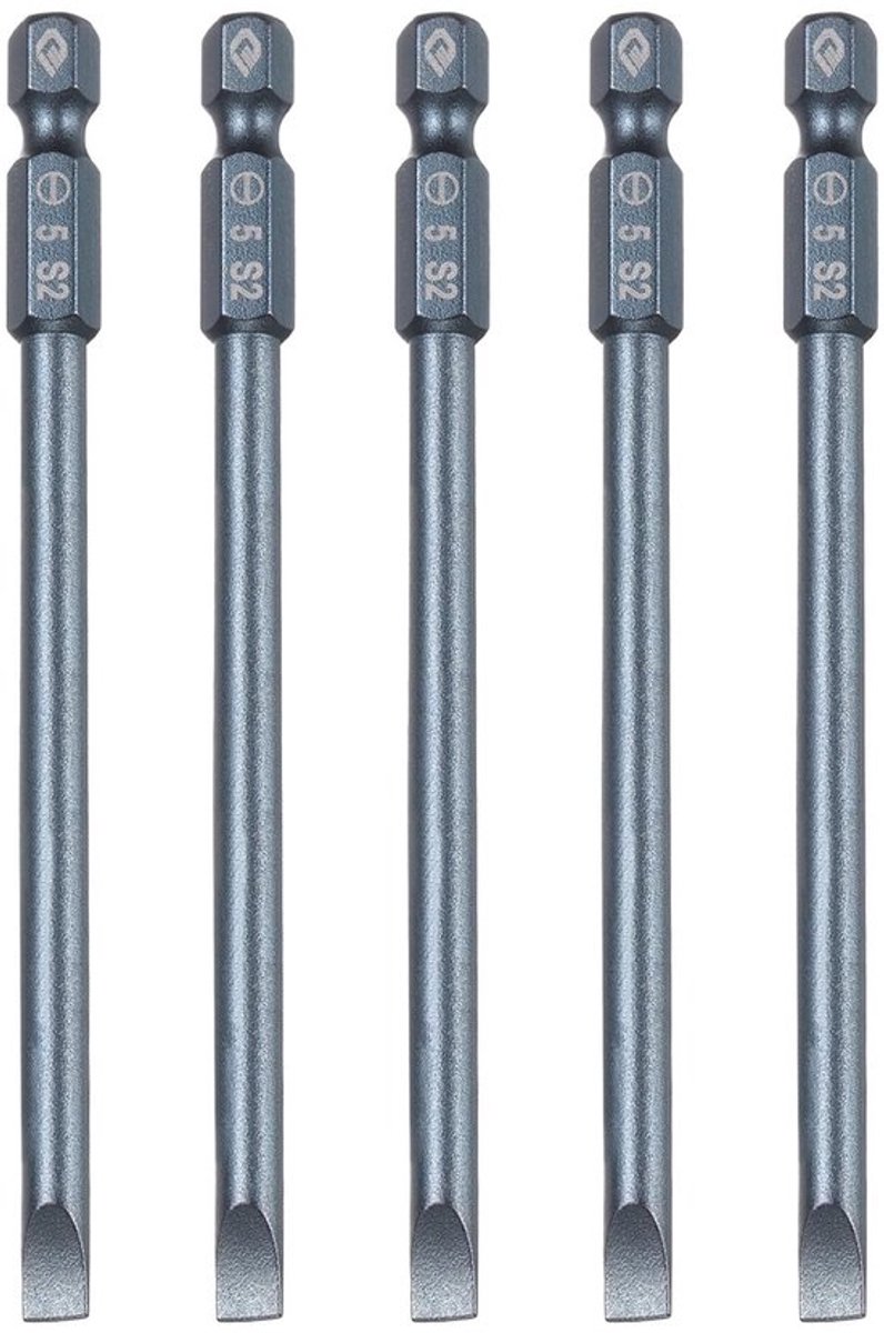 5 stuks SL5 Magnetische Schroevendraaier Bits 5mm S2 Staal Platte Kop Schroevendraaier Bit 1/4 "Hex Schacht Schroevendraaier Boren 100mm (4") Lang voor Schroeven