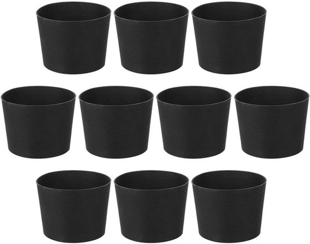 Bekerhoes, 10 stuks antislip siliconen bekerhoes hittebestendige waterbekerbeschermer zwart