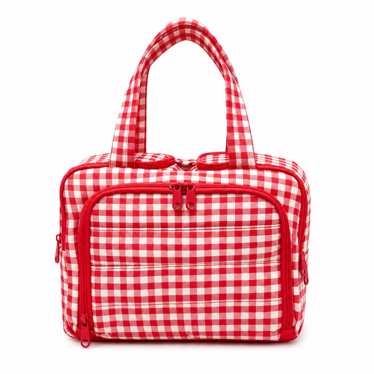 Grote Toilettas Dames - Pof Make-up Tas met Brede Opening - Luxe Reis Toilettas met 4 Vakken en Droog-nat Scheiding - Luxe Reisetui voor Cosmetica -rood