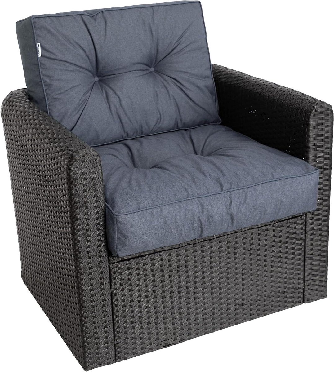 Stoelkussen 2-delig - Zitkussen rugkussen - Buiten zitten - Waterafstotend materiaal - 68 x 68 cm - Donkerblauw
