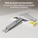 Inhoud van de verpakking: Voomy T3 laptopstandaard, opbergzakje, handleiding.