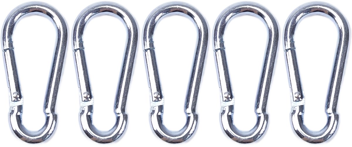BCF-Products - Karabijnhaak - 10x100mm - 5 stuks - Verzinkt staal - Musketonhaak - Carabiner - Groot