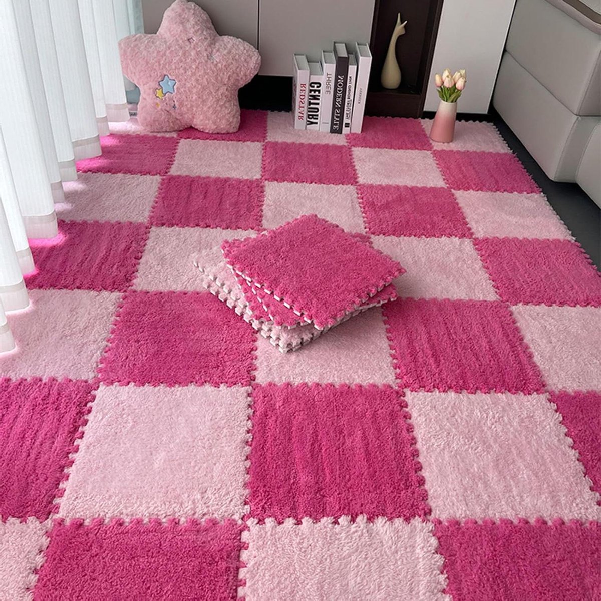 Tapijttegels - Puzzelmatten Schuimtegels - Woonkamer Decoratie - Zacht Pluche Oppervlak -