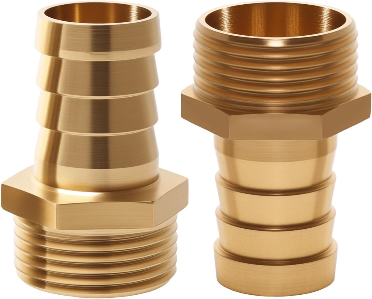 Messing slangtuit 3/4 inch, slangnippel connector 19 mm met weerhaak en G3/4 inch buisadapter voor tuinslangen en irrigatiesystemen