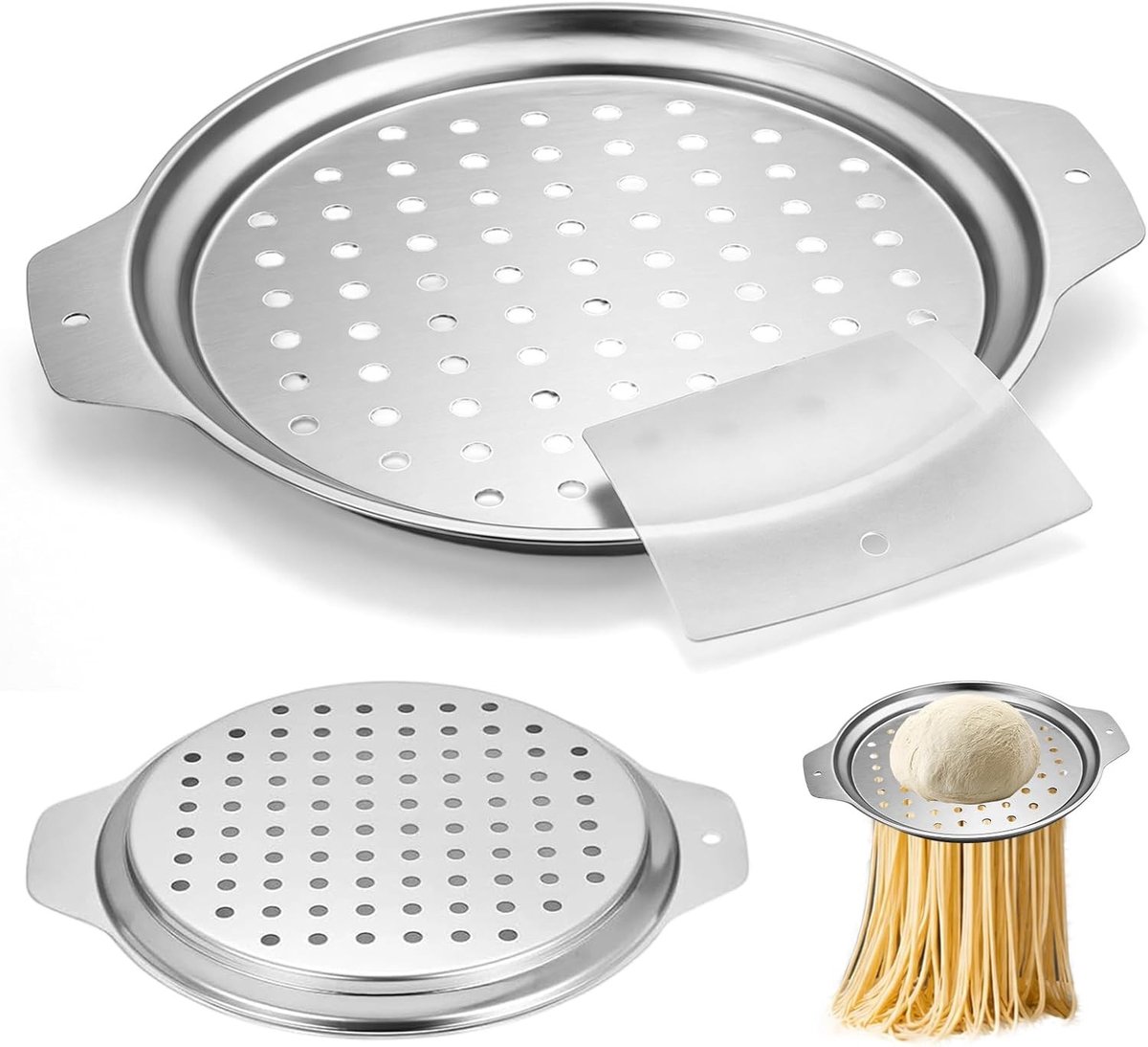 Roestvrijstalen spätzlepers en schraper set - ideaal voor gnocchi, pasta en meer - robuust en eenvoudig te reinigen, 33 x 27 cm